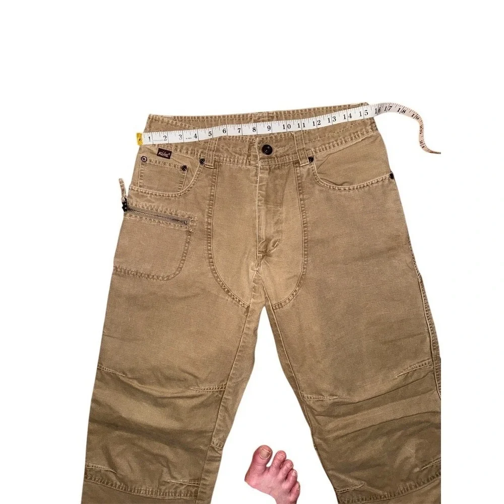 KÜHL Mens Utility Work Pants Khaki Tan Straight Leg Reinforced Knees 36x30